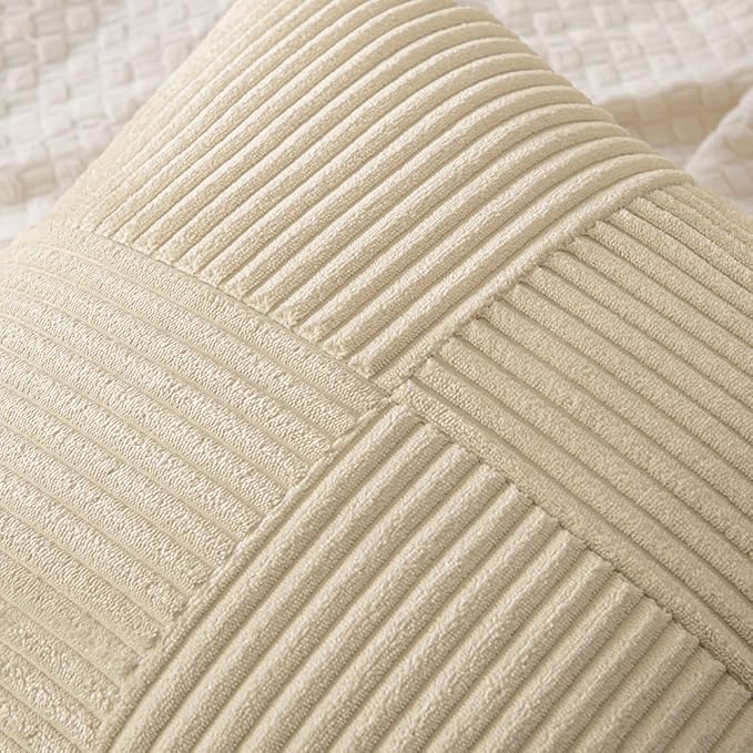 MIULEE Cream Decorative Lumbar Throw Pillow Covers 12x20 Inch - Image 2