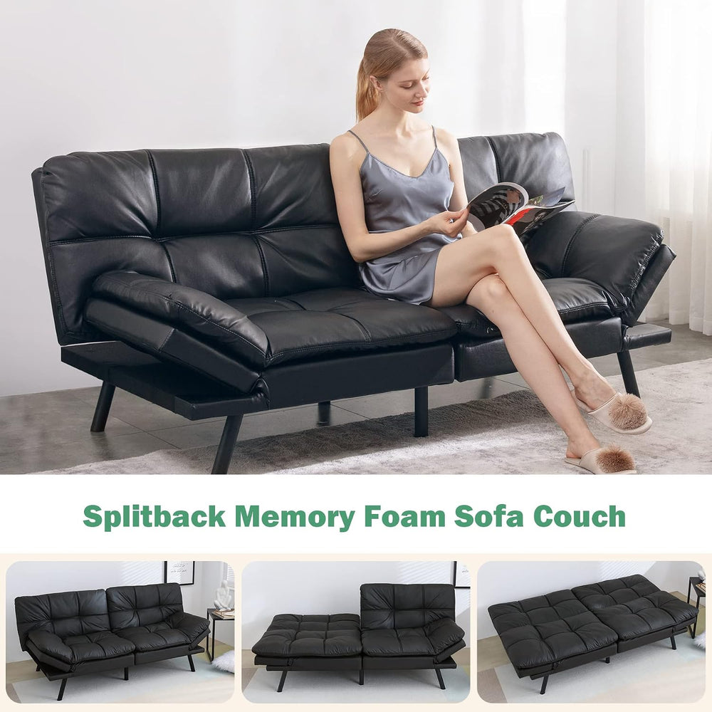 Futon Sofa Bed,Opoiar Lounge Memory Foam Sleeper Couch for Living Room,Conver...