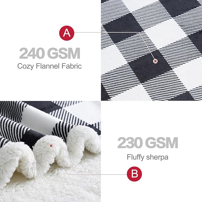 PU MEI Sherpa Fleece Throw Blanket 60" x 80" Reversible Plush Fluffy Large Big - Image 4