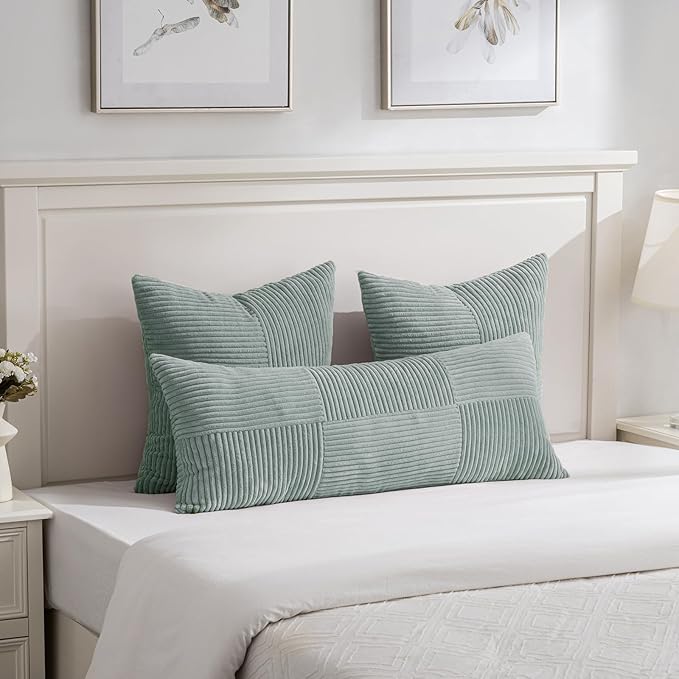 Fancy Homi 2 Packs Grey Blue Decorative Throw Pillow Covers 22x22 Inch - Image 5