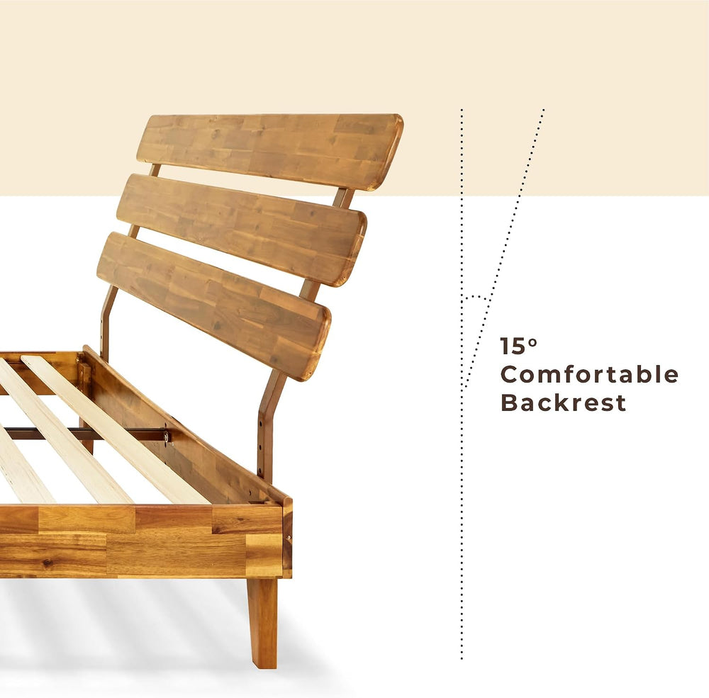 Bme Caden 15 Inch Deluxe Bed Frame with Adjustable Headboard - Mid Century, R...