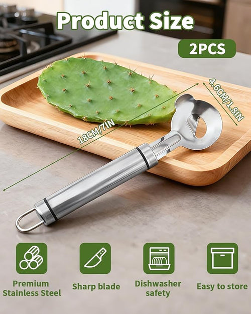 2 PCS Cactus Peeler Tool, Cactus Peeler Spoon, Long Handle Knife - Image 2