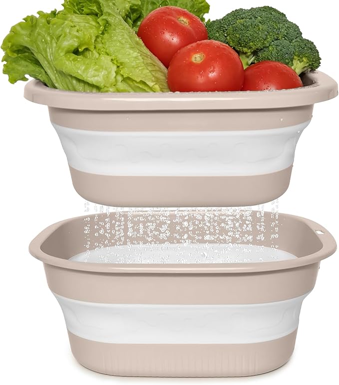 Collapsible Colander and Sink Basin Set - 2 in 1 Collapsible Colander Strainer by Unknown