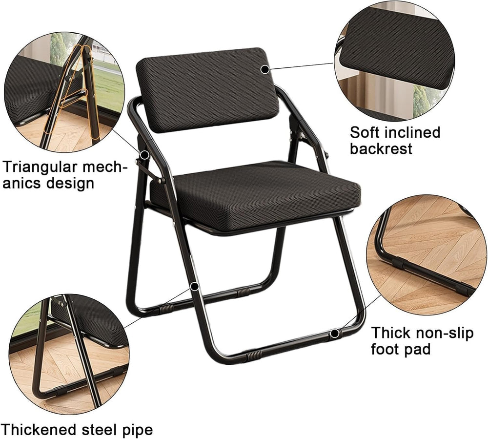Portable Mesh Foldable Chair, Ergonomic Folding Dining, Comfortable Breathabl...