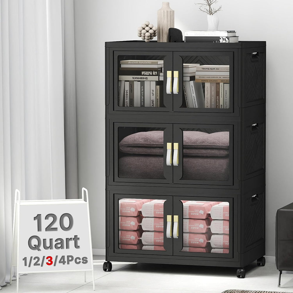 Stackable Storage Bins with Lids, 360QT Extra Large Storage Cabinet