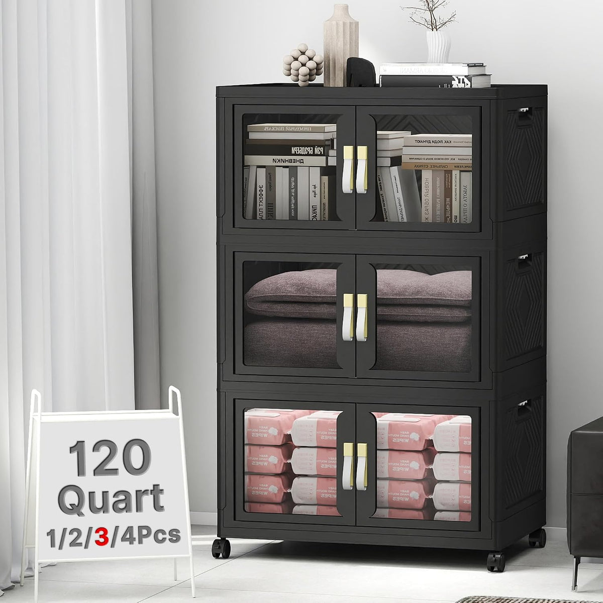 stackable storage bins with lids, 360qt extra large, main product view