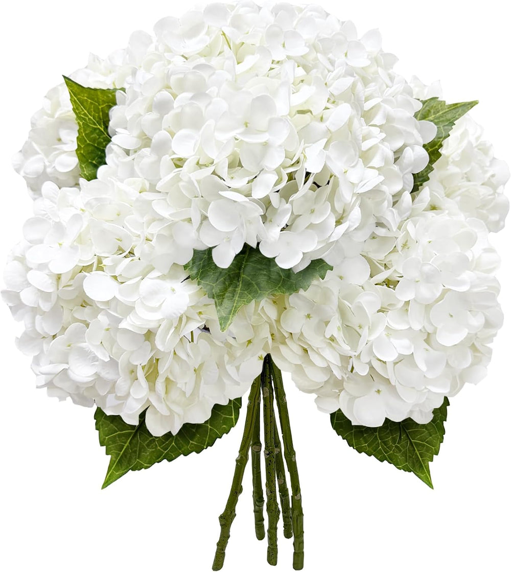 Yatim 21In White Artificial Hydrangea Flowers with Stems 5 Pcs