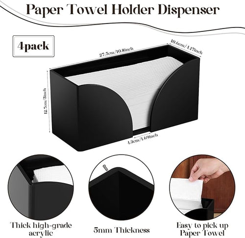 4Pack Paper Towel Dispenser Countertop Black Acrylic Paper Towel Holder - Image 2