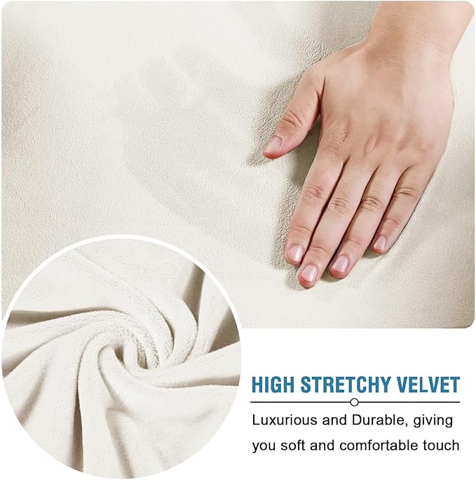 H.VERSAILTEX Modern Velvet Plush 4 Piece High Stretch Sofa Slipcover Sofa Cover - Image 4