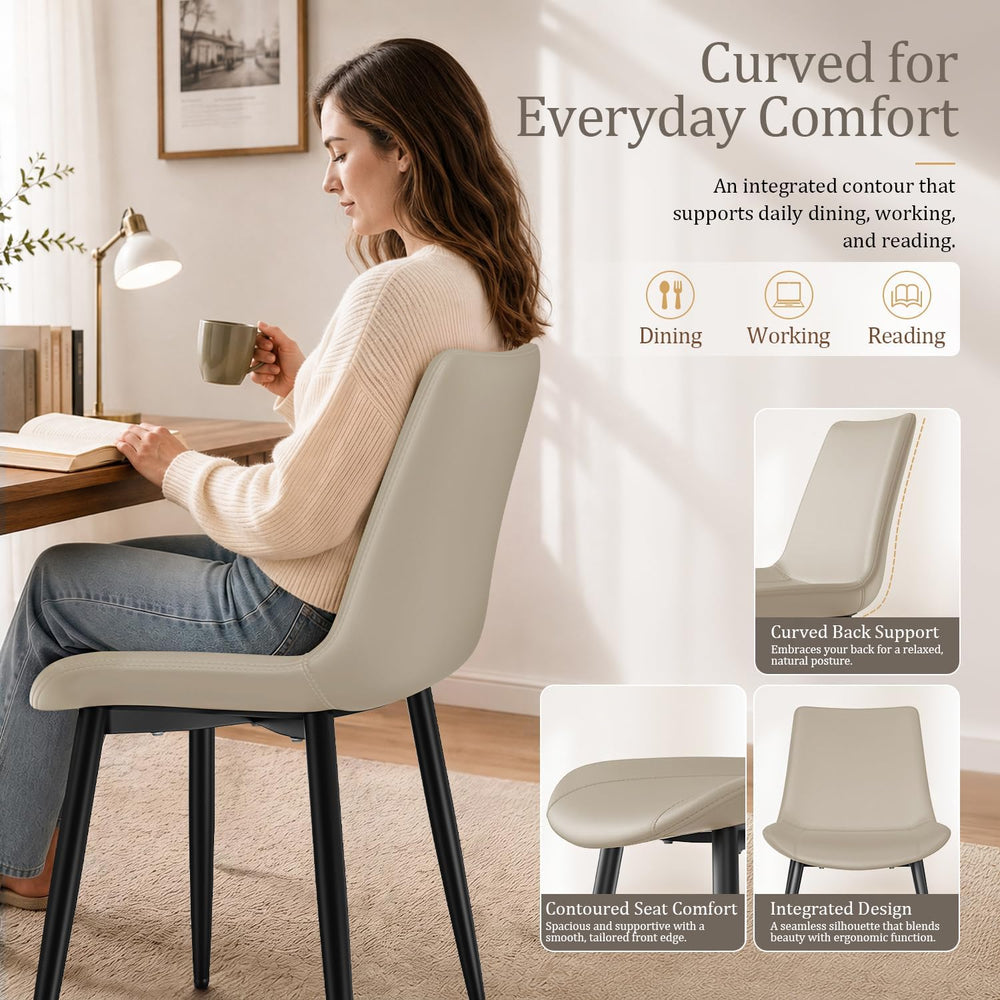 Modern Dining Chairs Set of 4, PU Leather Upholstered Dinner Chairs with Stur...
