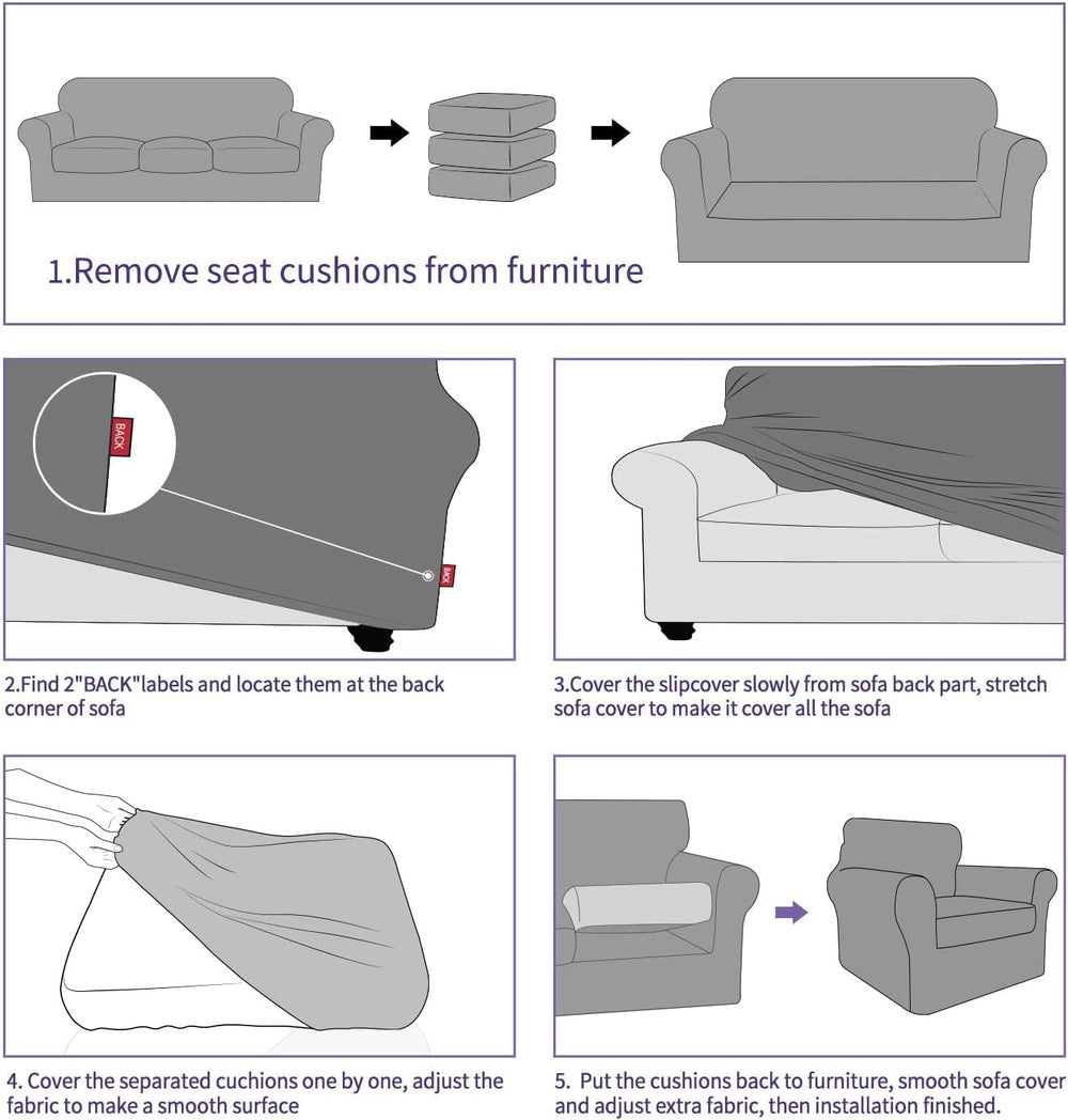 ZNSAYOTX 2 Piece Chair Covers for Living Room with Arms Anti Slip Super Stret...