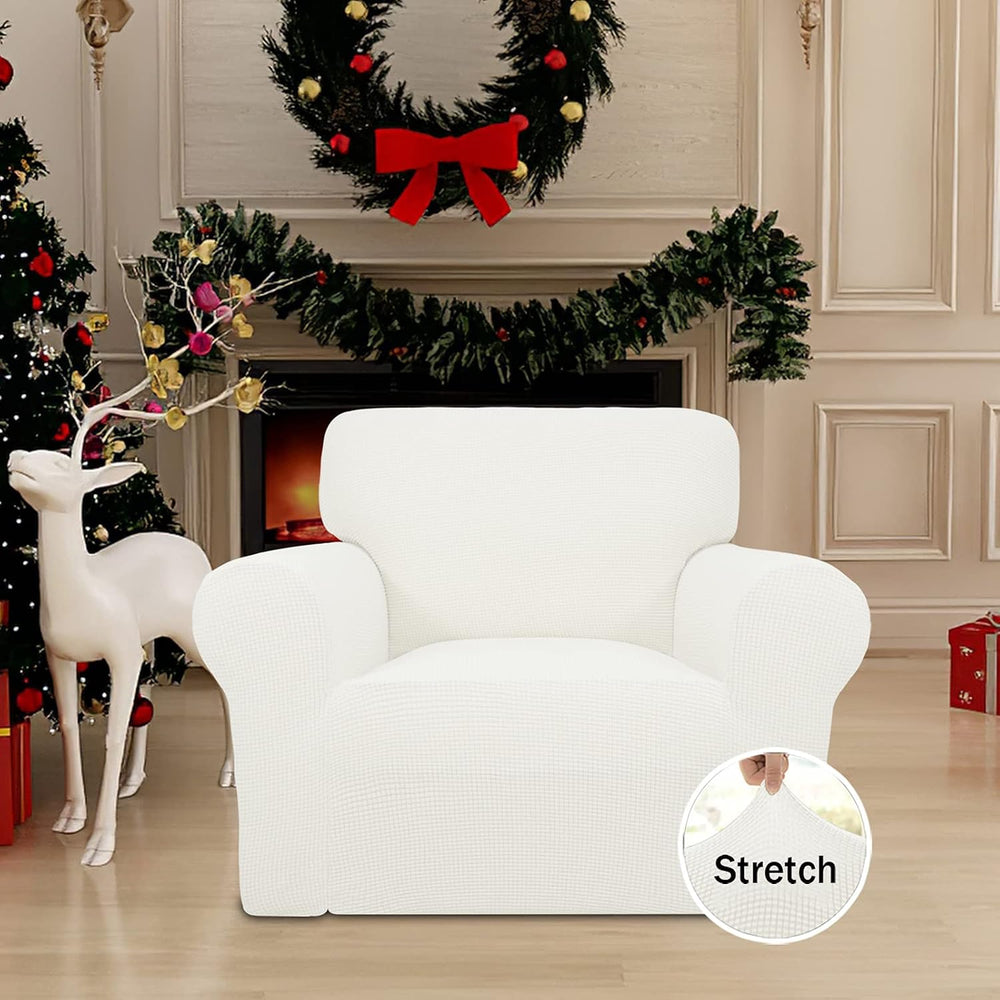 Easy-Going Stretch Chair Slipcover with Arm Washable Cream