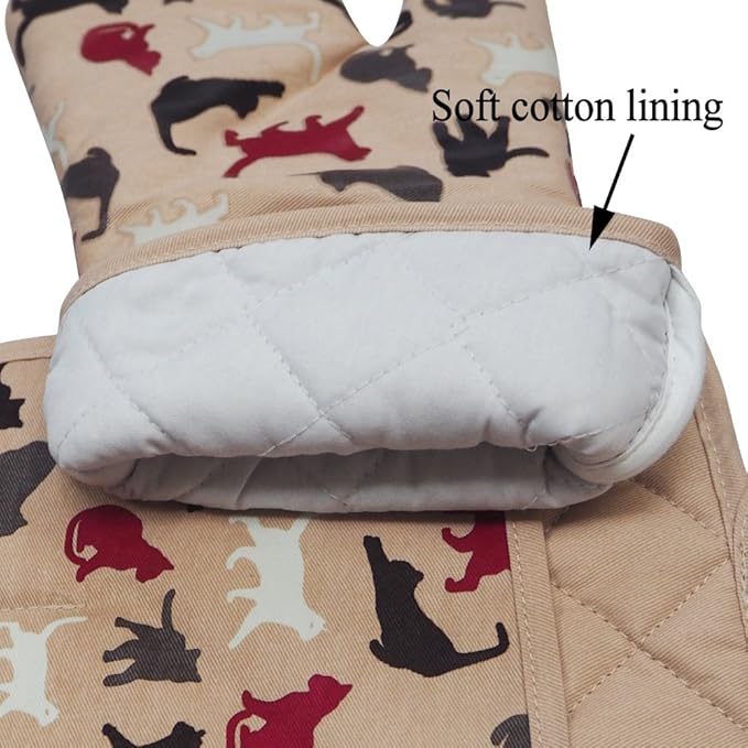 Oven Mitts Gloves 1 Pair Heat Resistant 480 ℉ Non Slip Clear Silicone Printed - Image 4