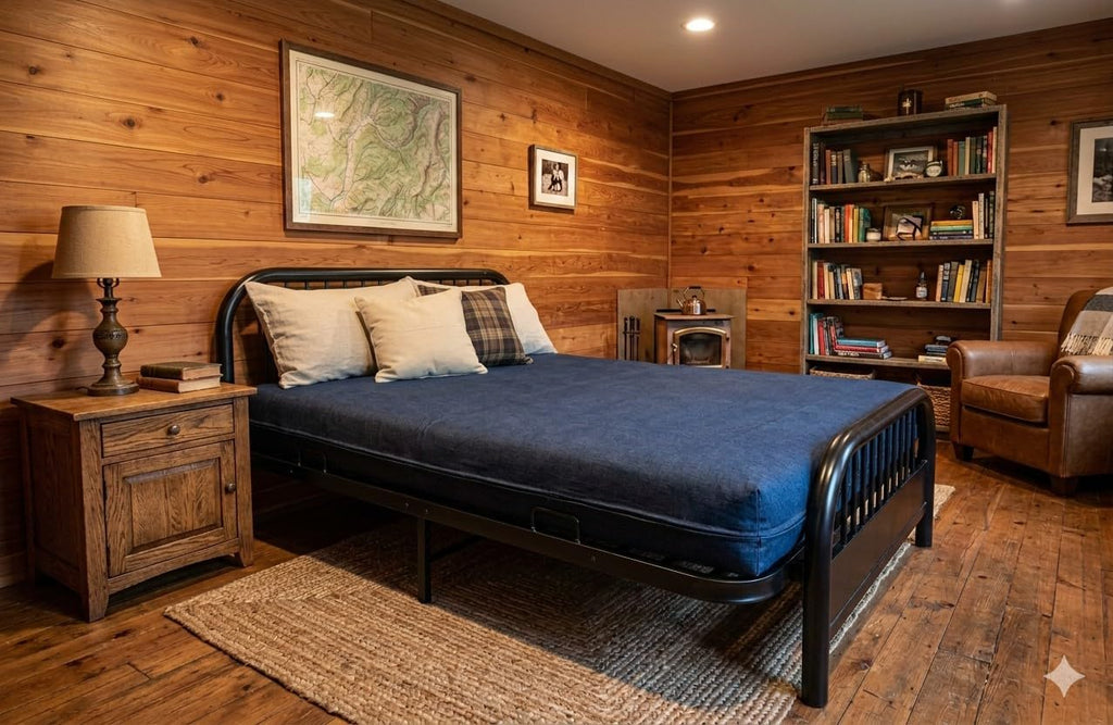 D&D Futon Furniture Real Denim Jean Full Size Futon Mattress Cover, Thick and Durable Dark Blue Denim.