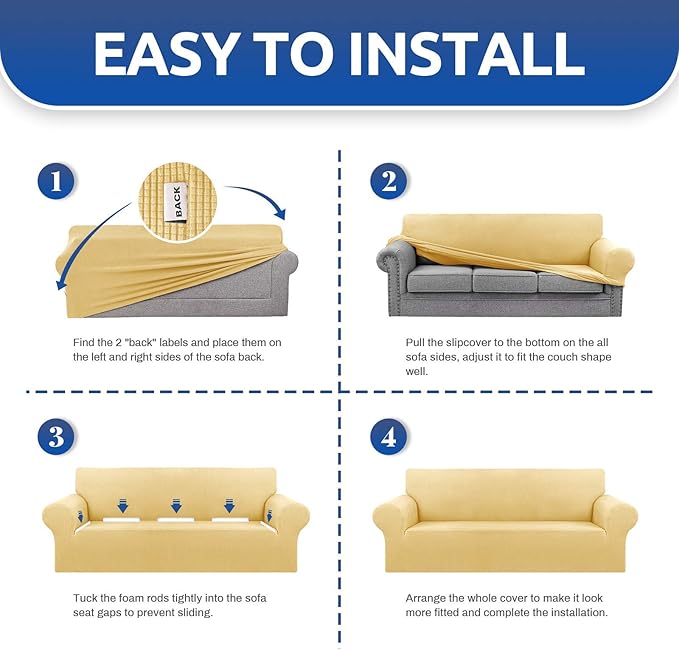KEKUOU Stretch Single Sofa Slipcover 1 Piece Couch Sofa Cover Furniture - Image 4