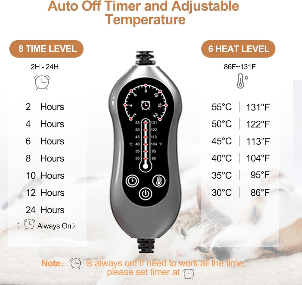 Pet Heating Pad 18X28`` for Dogs Cats with Smart Controller