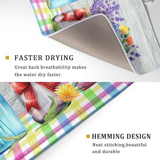 Kawani Spring Summer Flowers Dish Drying Mat - Image 2