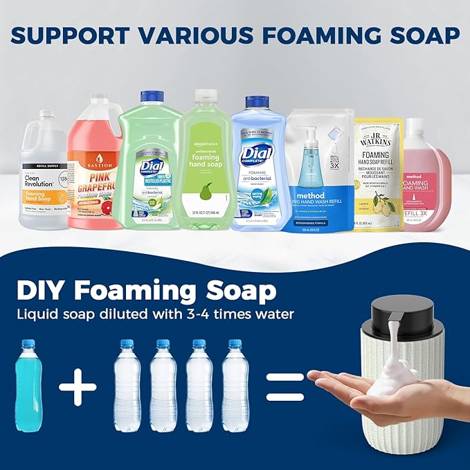 Ceramic Foaming Hand Soap Dispenser，12 oz Bathroom Soap Dispensers， Lotion - Image 5