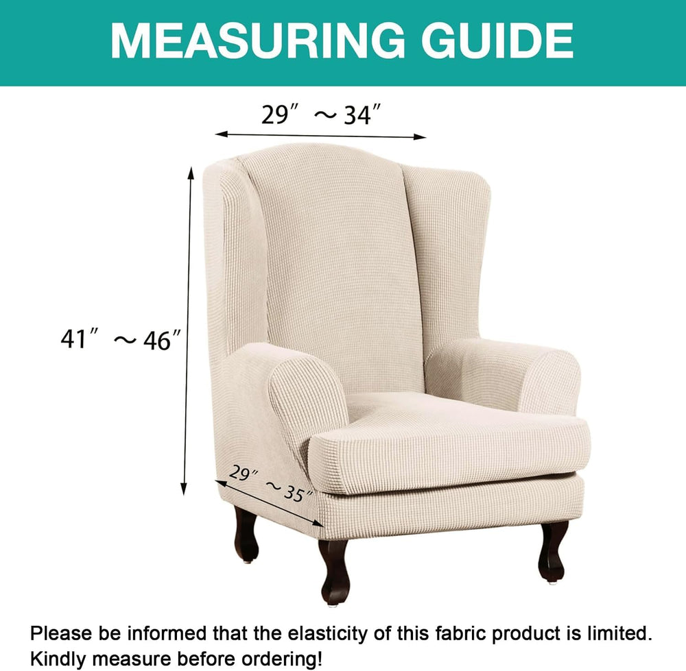 Turquoize Wingback Chair Covers 2 Piece Wing Chair Slipcover Stretch Slipcove...