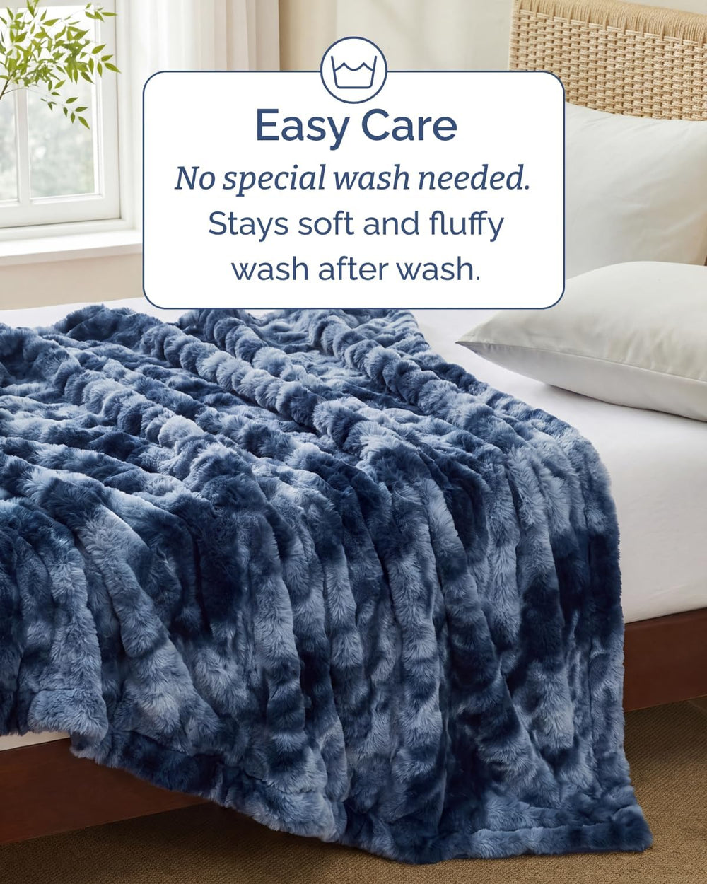 Faux Fur Throw Blanket - Throw Size Bubble Blanket - 50" x 60", Mar...