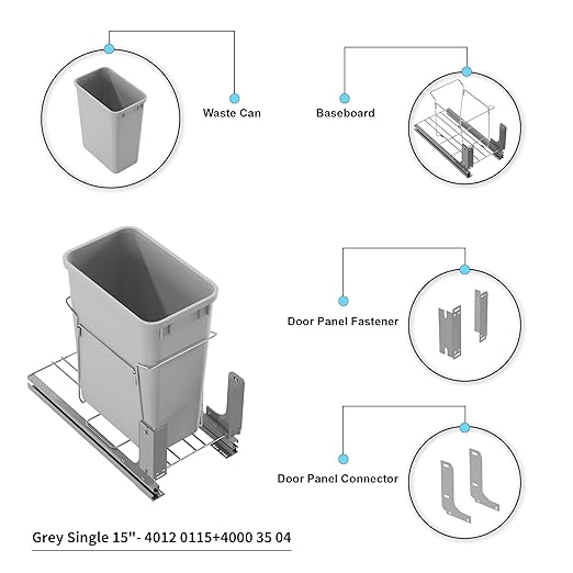 Dowell B15 Aluminum Base Wastebasket Pullout - Image 8