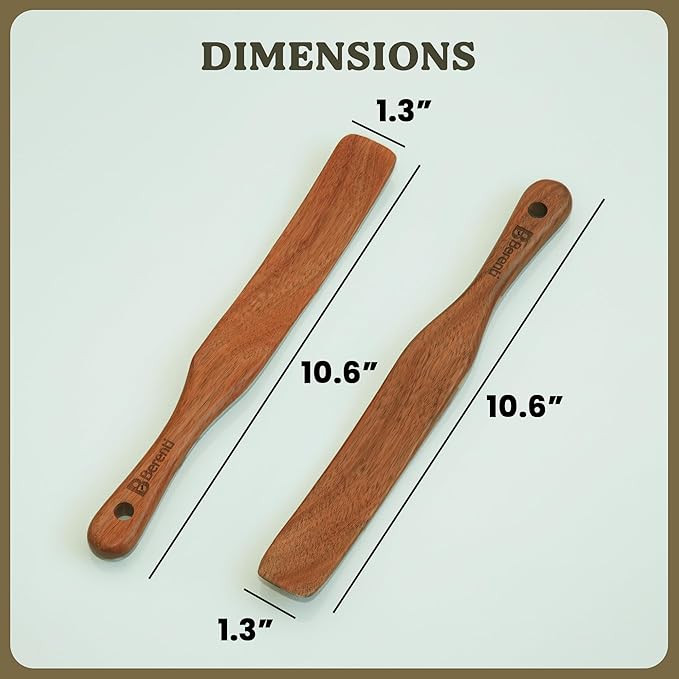 2Pcs Wooden Skinny Spurtle Set for Jars, Premium Natural Acacia Wood Tool for - Image 2