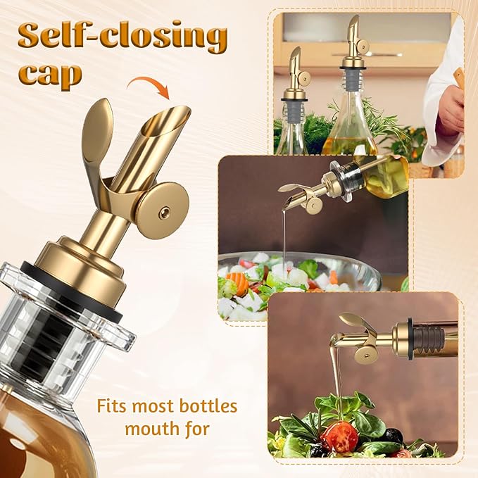 2 PCS Weighted Stainless Steel Bottle Pourers, Olive Oil Dispenser Spout - Image 4