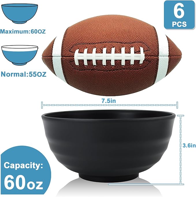 Wheat Straw Bowls Unbreakable Large Salad Bowls 60 OZ Set of 6, Microwave and - Image 2