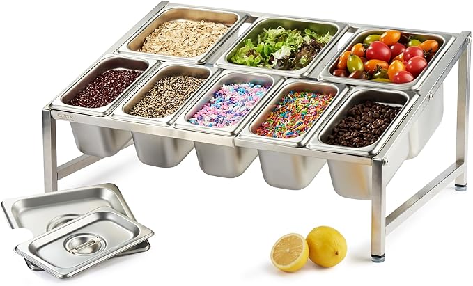 CURTA Expandable 18/8 Stainless Steel Spice Rack Set, NSF Certified, 2-Tier by CURTA