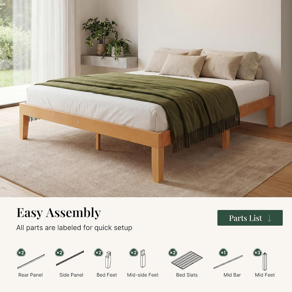 Sweetcrispy Full Size Bed Frames, 12 Inch Height Wood Platform Bed Frame