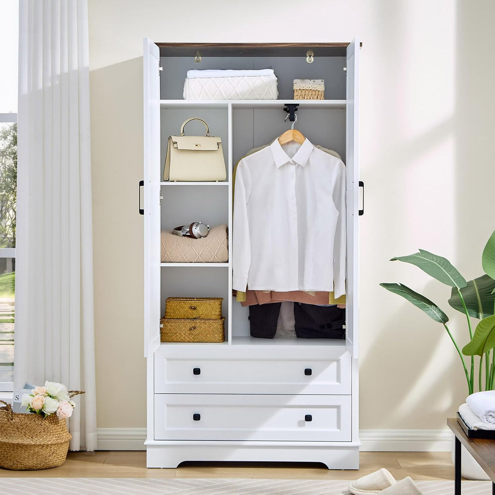 SOOWERY Farmhouse Dresser for Bedroom, Tall Chest of Drawers, White