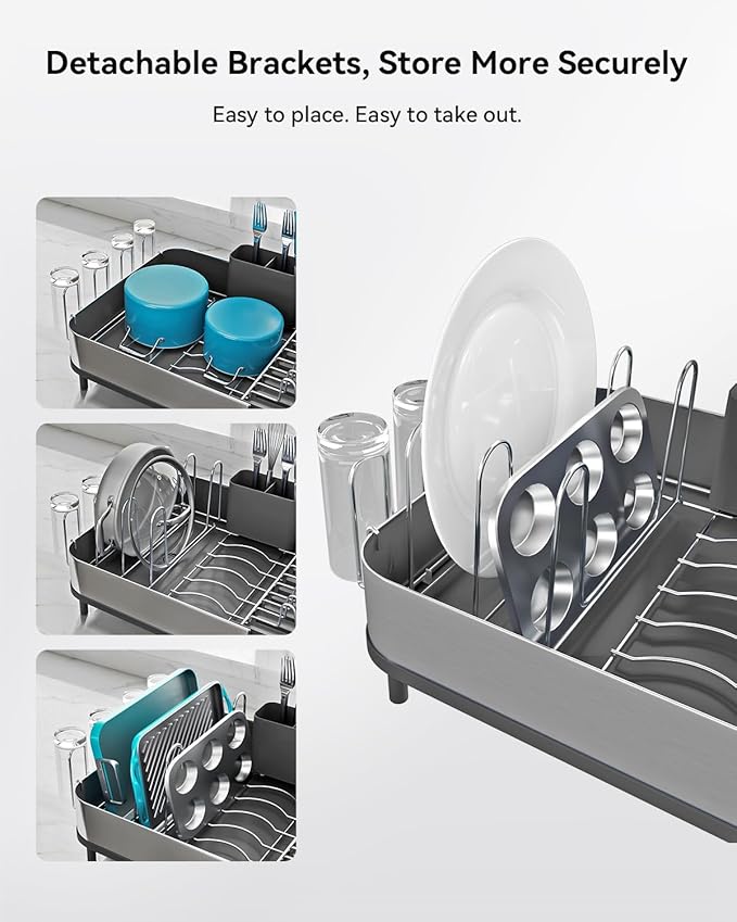 SUNLY Expandable Dish Drying Rack, Versatile Brackets