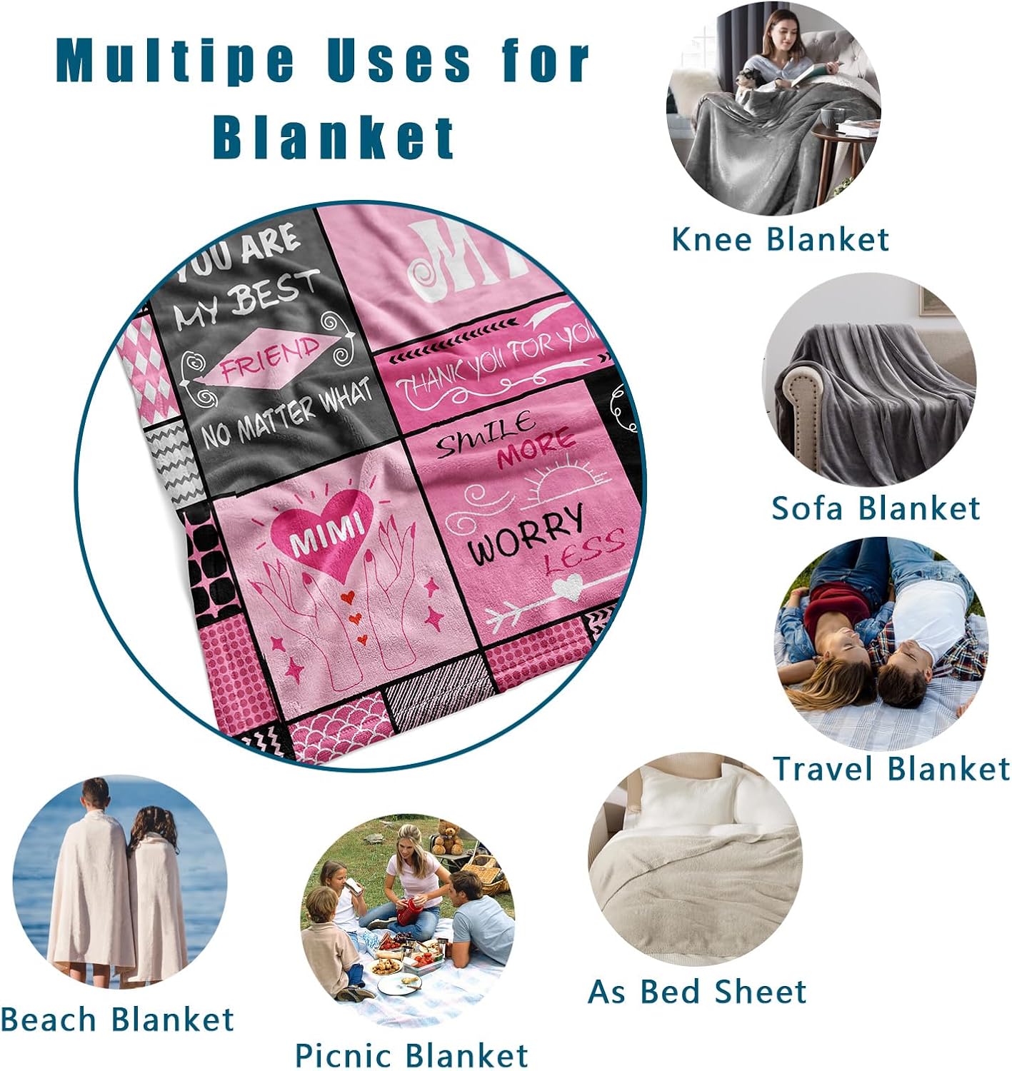 Mimi Gifts,Gifts for Mimi,Mimi Gifts from Granddaughter,Mimi Birthday Gifts,Grandma Gifts,Mimi Birthday Gifts from Grandchildren,Gifts for Mimi Birthday Blanket 50"x60"