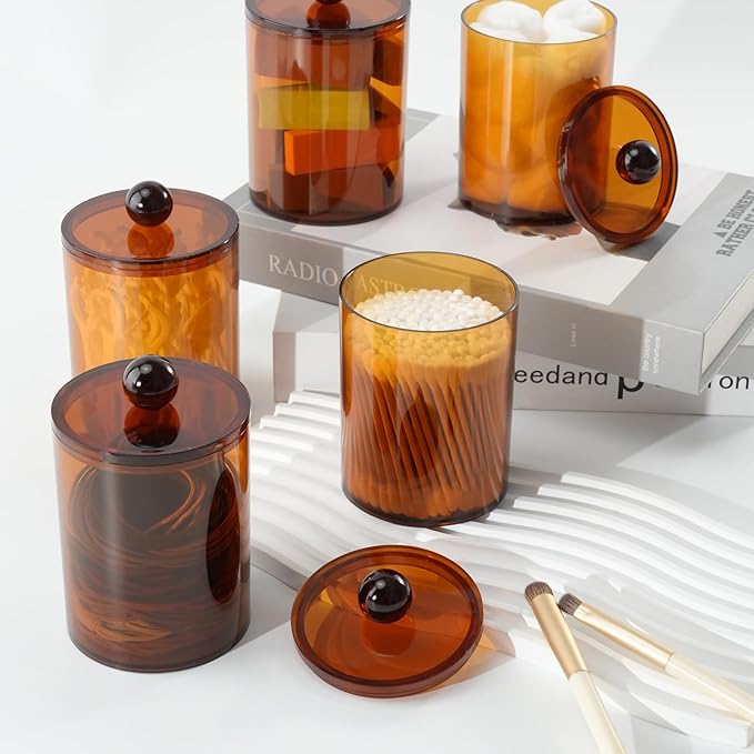 XIPENGKEJI 4 Pack Qtip Holder, Canister Apothecary Jar Set, Bathroom Jars - Image 5