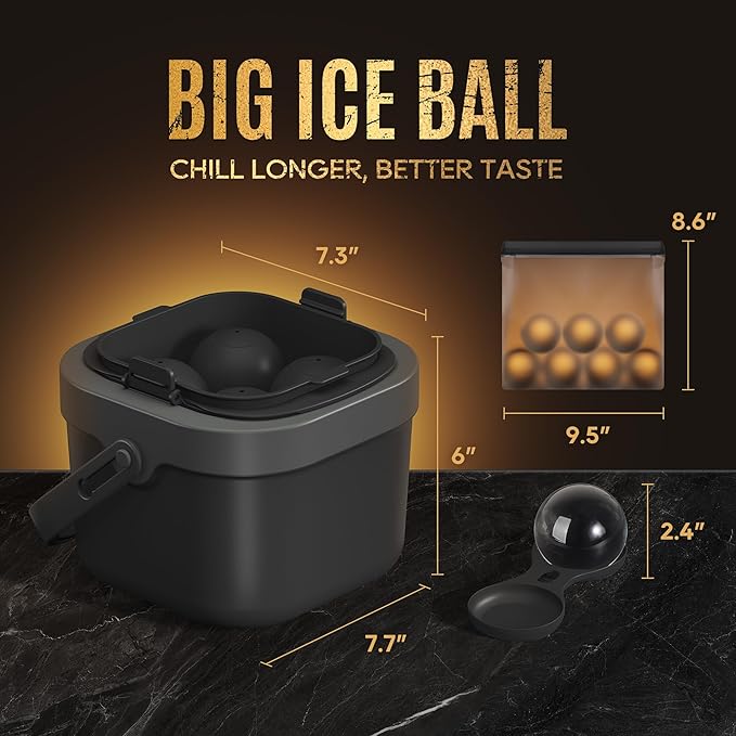 Mooues Clear Ice Ball Maker Mold, Whiskey Ice Cube Tray, 2.4 Inch Large Round - Image 3