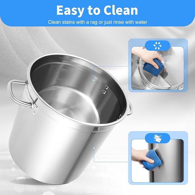 35L/30Qt Stainless Steel Stockpot, Kitchen Soup Big Cooking, Commercial Heavy - Image 4