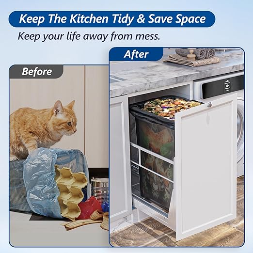 Insputer 8 Gal Pull Out Trash Can Under Cabinet, Heavy Duty Under Sink Garbage