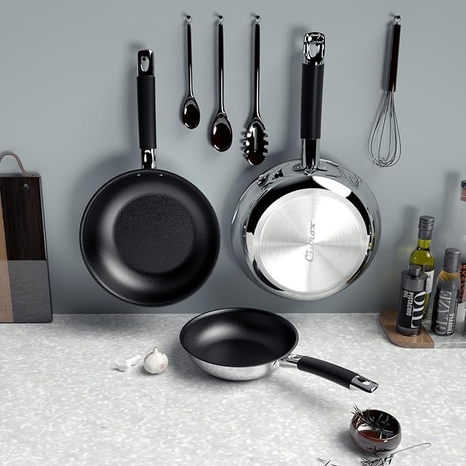 Non Stick Frying Pans Sets, 3-Piece Nonstick Pans, 10” 11.5” Skillet, 5” Egg Pan - Image 7