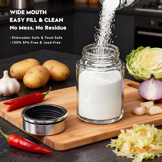 Shatterproof Glass Salt and Pepper Shakers Set Leak & Moisture Proof - Image 8