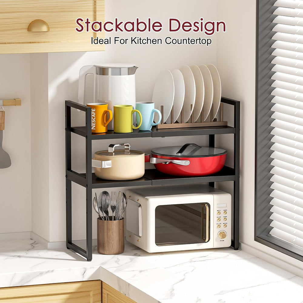 Expandable Kitchen Storage Shelves,110LBS Heavy Duty Metal Garage Shelving Un...