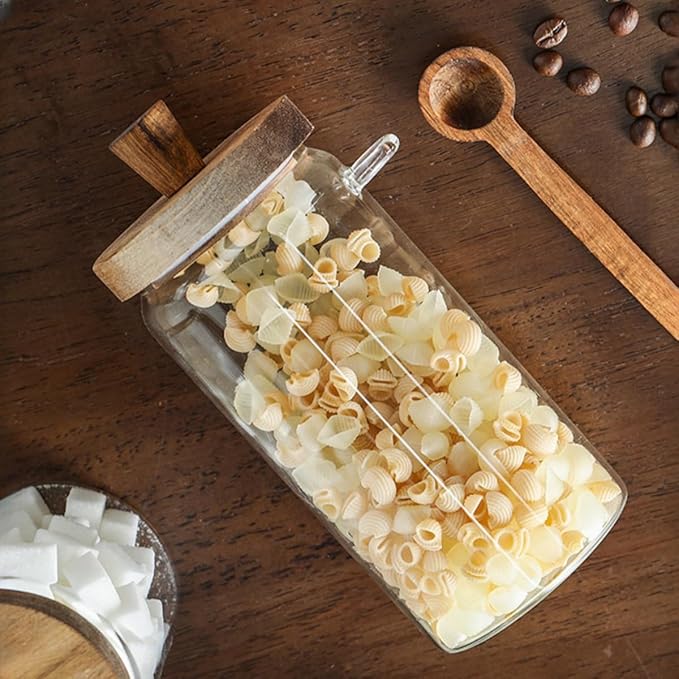 ANSQU 34oz Glass Jar with Wooden Lid & Spoon, Food Storage Containers Coffee - Image 6