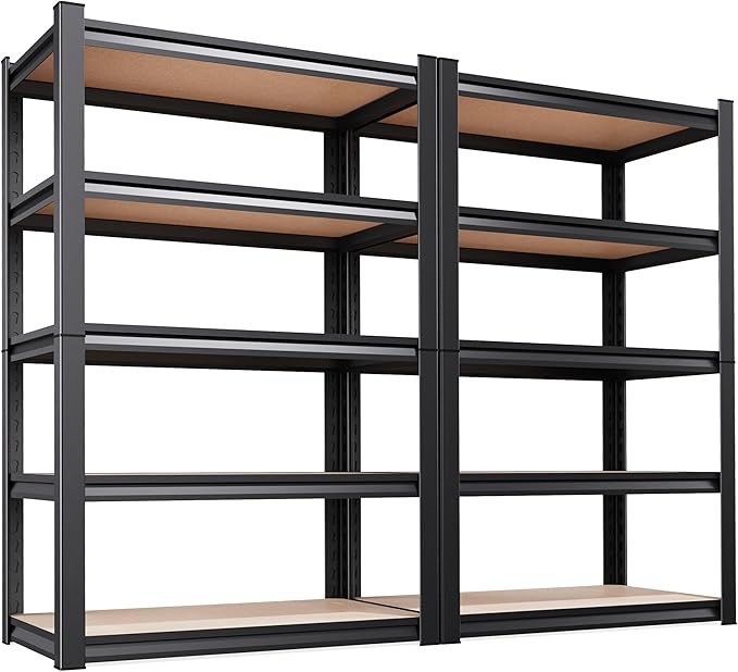 Set of 2 71"H Garage Shelving-5 Tier Garage Storage Shelves, Adjustable Heavy by Unknown