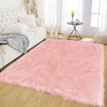 Latepis Pink Living Room Rugs Faux Fur Rug 5x6.7 Area Fuzzy Rugs by Latepis