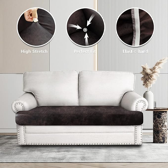Leather Look Couch Cushion Covers Sofa Seat Slipcovers Sets Couches Furniture - Image 6