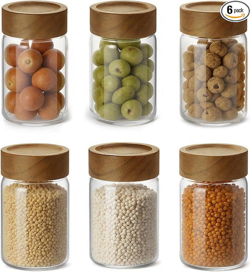 6-Pack 8 fl oz Stackable Airtight Glass Jars – Small Mason Jars designed by Unknown