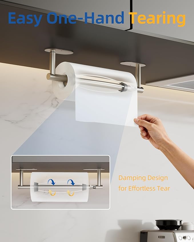RUACQ Paper Towel Holder Under Cabinet, One Hand Tearing Paper Towel Holder - Image 2