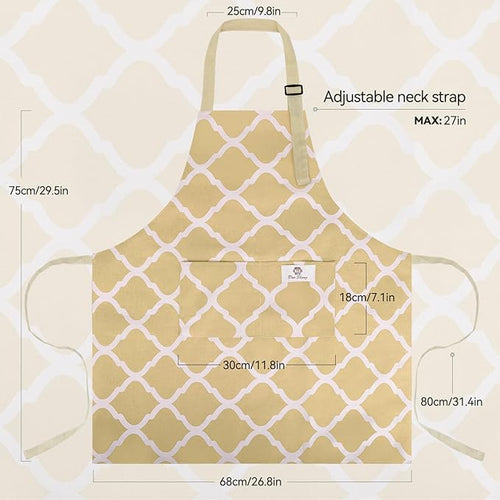 2 Pieces Aprons for Women with Pockets, Cotton Linen Waterproof Kitchen Cooking - Image 2
