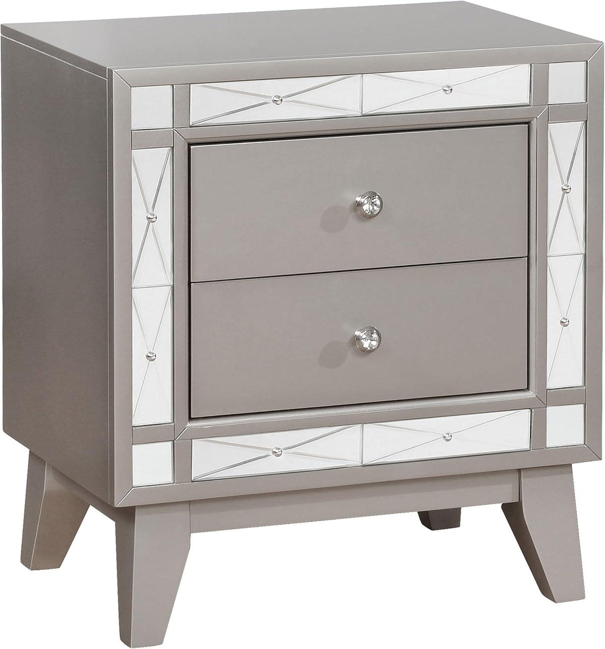coaster leighton 23.5-inch 2-drawer nightstand, metallic mercury 204922, main product view