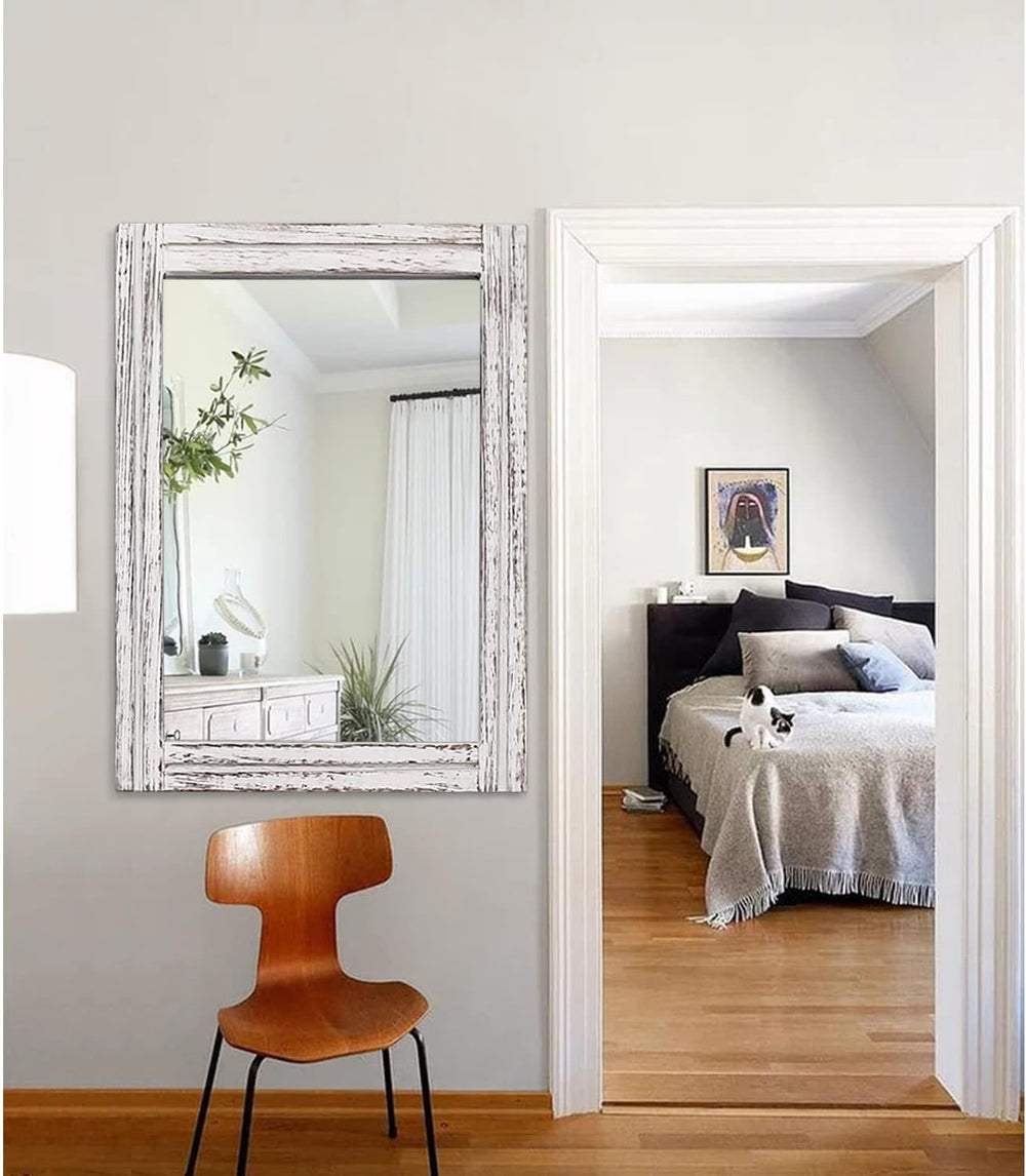 AAZZKANG Large Wall Mirrors with Rustic Wood Framed 28"x20" Rectangle