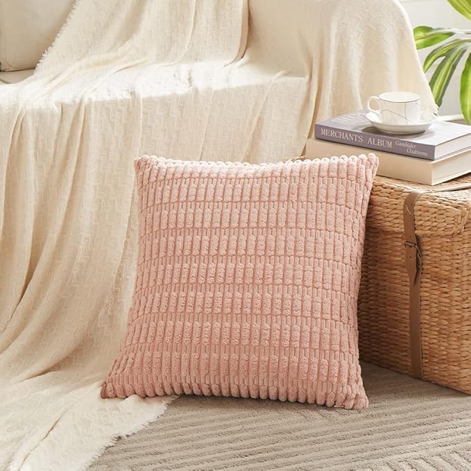 Fancy Homi 4 Packs Boho Pink Decorative Throw Pillow Covers 24x24 Inch - Image 2